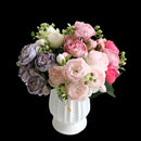 Artificial Flowers Bouquet Silk Rose Vase for Home Decor