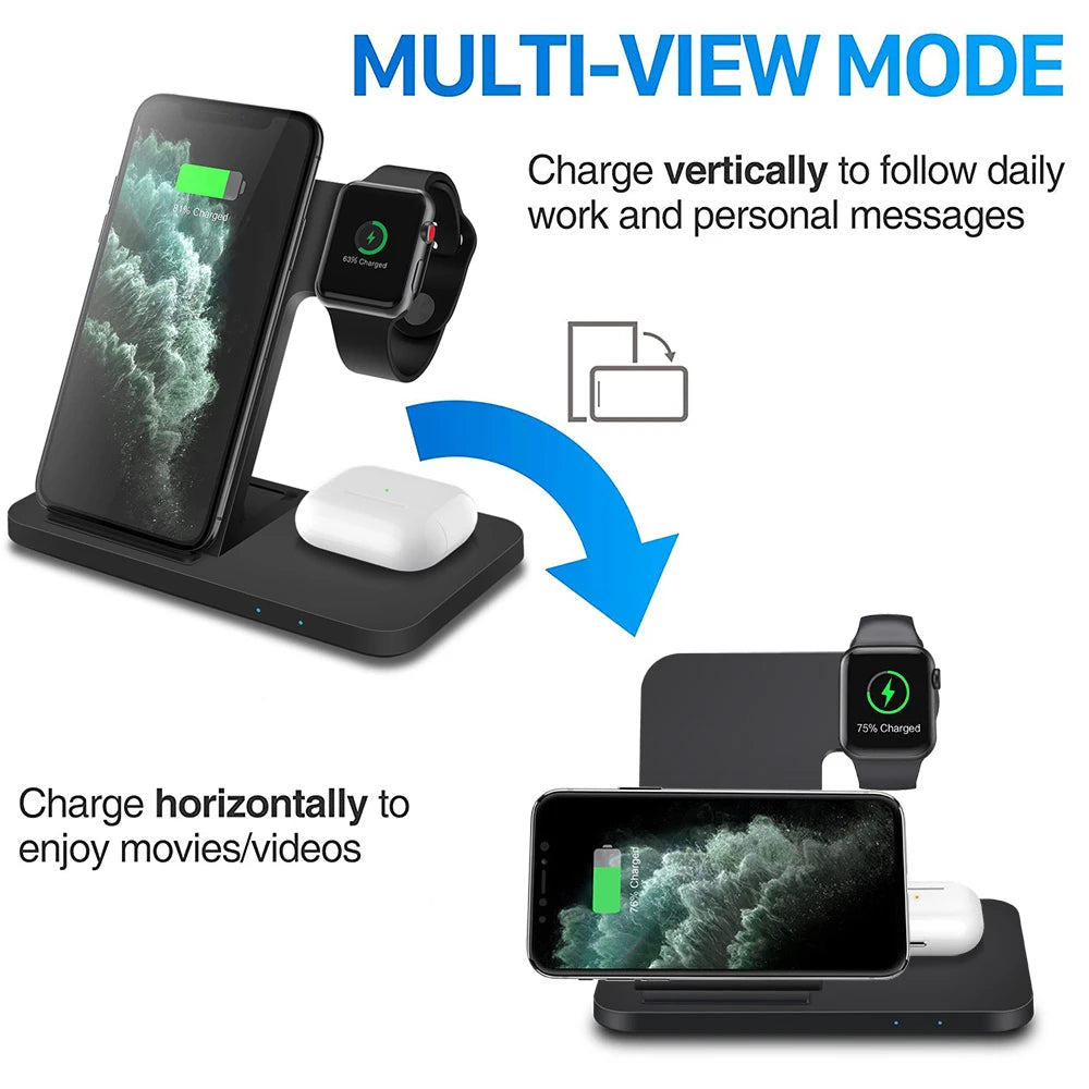 15W Fast Wireless Charger Dock Station 3in1