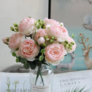 Artificial Flowers Bouquet Silk Rose Vase for Home Decor