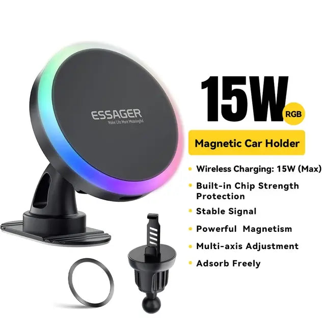 RGB Magsafe - Car Phone Mount 15W - Wireless Charging