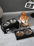 Dog/Cat Double Elevated Bowls, Adjustable Height