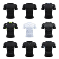 Men Short Sleeve Rash Guard Compression Shirt