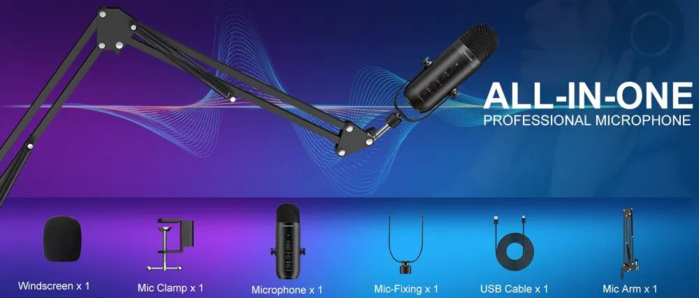 Professional USB Streaming Podcast PC Microphone