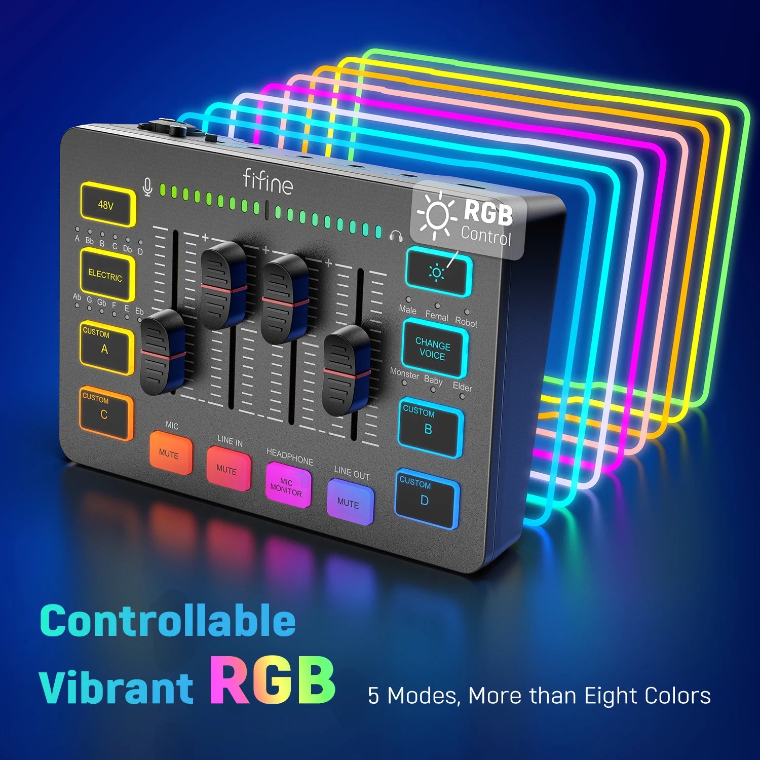 Gaming Audio Mixer,Streaming 4-Channel RGB Mixer with XLR Microphone Interface