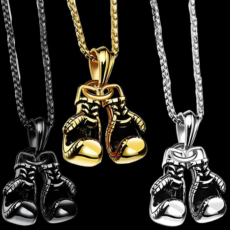 boxing gloves titanium steel necklace