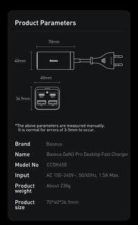 65W Desktop Fast Charger 4 in 1 Laptop Phone Tablet