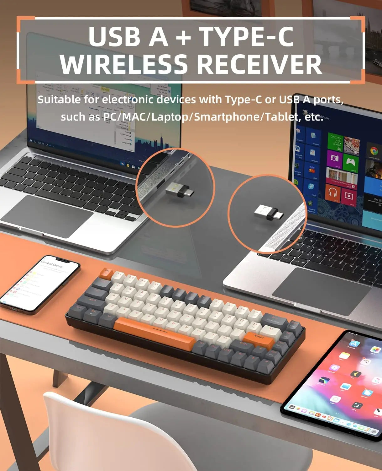 60% Wireless Mechanical Keyboard Bluetooth Dual Mode Hot-Swappable