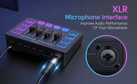 Gaming Audio Mixer,Streaming 4-Channel RGB Mixer with XLR Microphone Interface