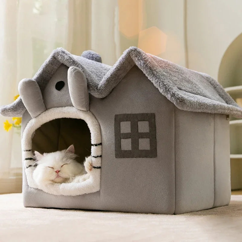 Foldable House for Small Dogs or Cats (Warm Soft Bed)