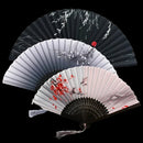 Chinese Japanese Silk Folding Fan Wooden