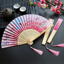 Chinese Japanese Silk Folding Fan Wooden