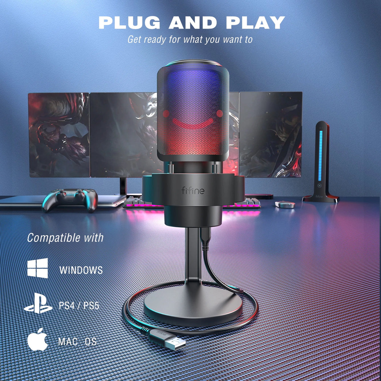 RGB USB Microphone for Recording/Streaming PC/Mac