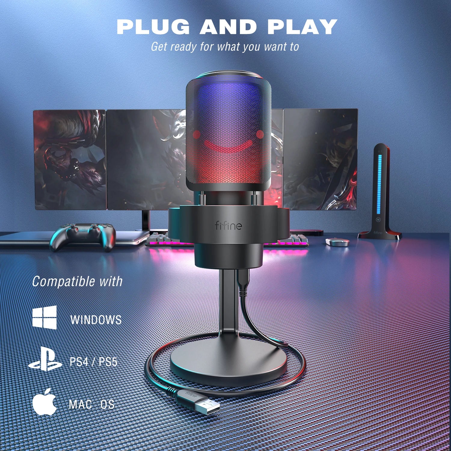 RGB USB Microphone for Recording/Streaming PC/Mac