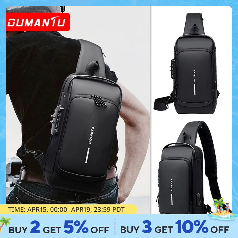 Men's Multifunction Anti-theft Shoulder Bag/Crossbody Travel Bag