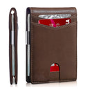 Rfid Leather Men Wallet Carbon Fiber Slim