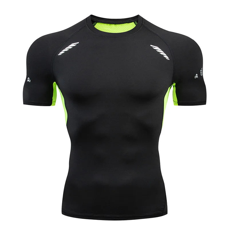 Men Short Sleeve Rash Guard Compression Shirt