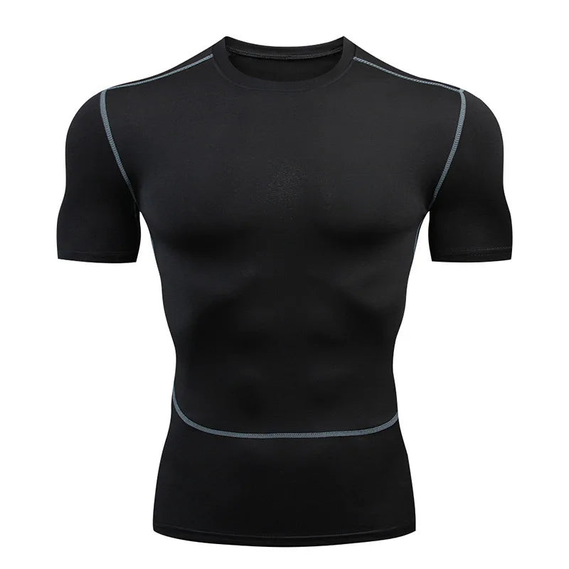 Men Short Sleeve Rash Guard Compression Shirt