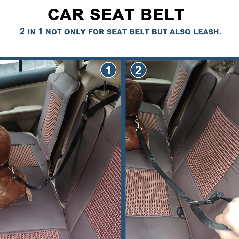 Solid Color Two-in-one Pet Car Seat Belt