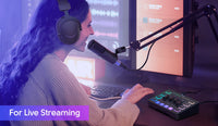 Gaming Audio Mixer,Streaming 4-Channel RGB Mixer with XLR Microphone Interface