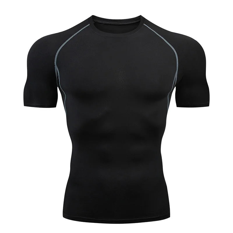 Men Short Sleeve Rash Guard Compression Shirt