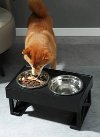 Dog/Cat Double Elevated Bowls, Adjustable Height