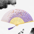 Chinese Japanese Silk Folding Fan Wooden