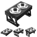 Dog/Cat Double Elevated Bowls, Adjustable Height