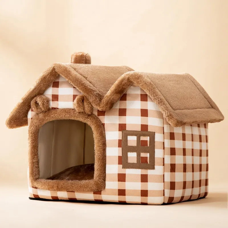 Foldable House for Small Dogs or Cats (Warm Soft Bed)