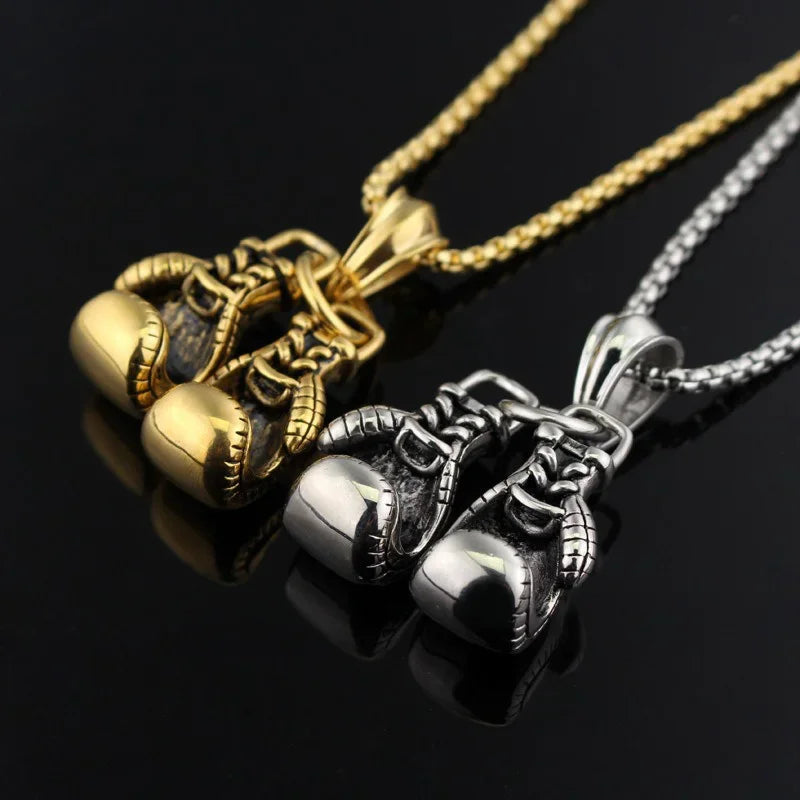 boxing gloves titanium steel necklace