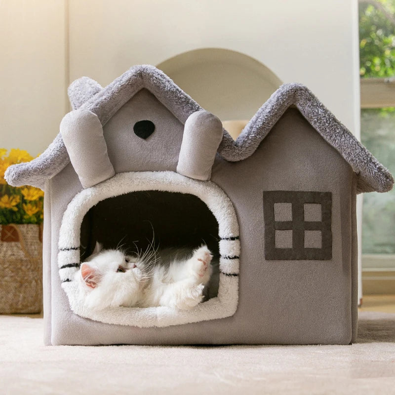 Foldable House for Small Dogs or Cats (Warm Soft Bed)