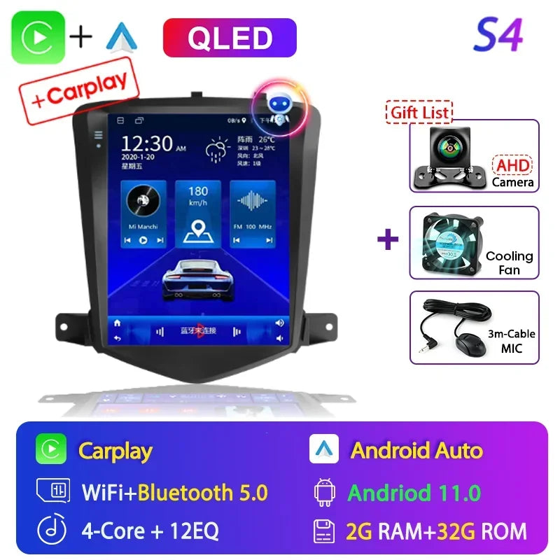 Chevrolet Cruze 2008-2014 Carplay Android 12 Car Radio