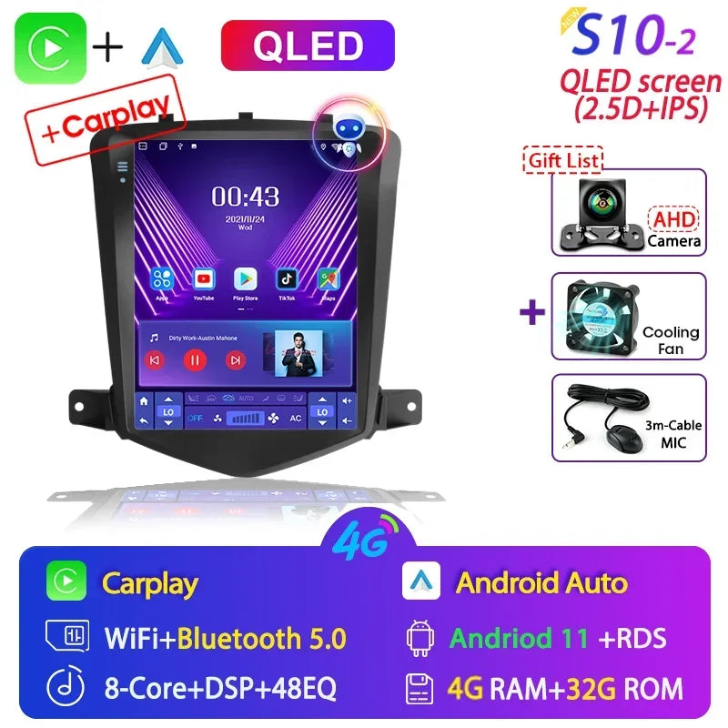 Chevrolet Cruze 2008-2014 Carplay Android 12 Car Radio