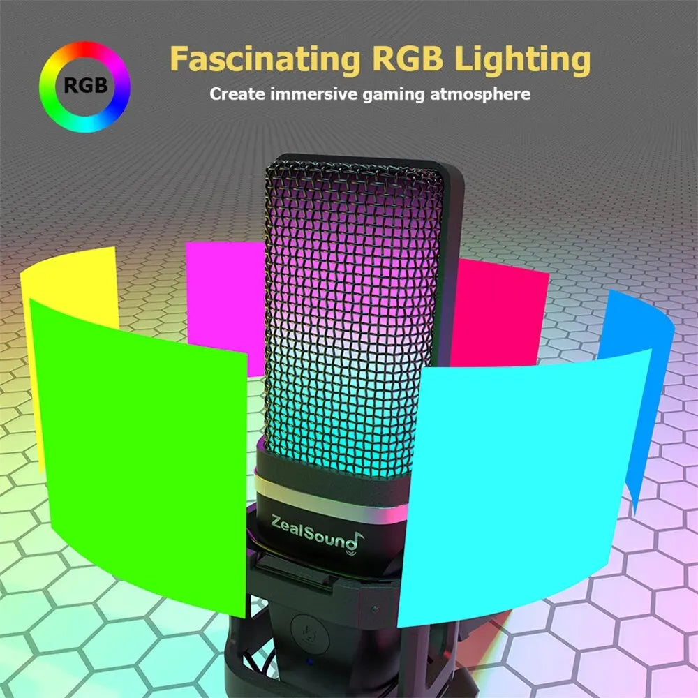 RGB Recording Microphone With Articulated Arm/USB Condenser Mic