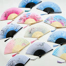 Chinese Japanese Silk Folding Fan Wooden