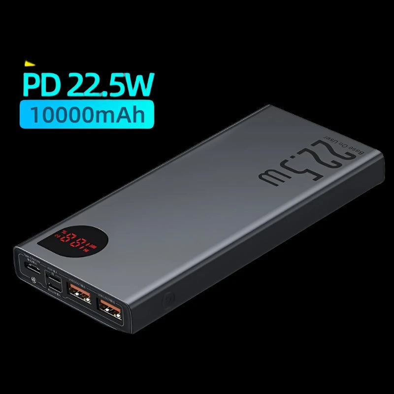 Baseus Power Bank 10000mAh with 22.5W PD Fast Charging Powerbank Portable Battery Charger For iPhone 15 14 13 12 Pro Max Xiaomi