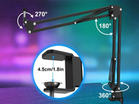 RGB Recording Microphone With Articulated Arm/USB Condenser Mic